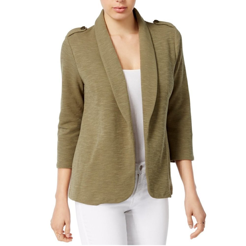 Maison Jules Green Knit Military Jacket Size S
